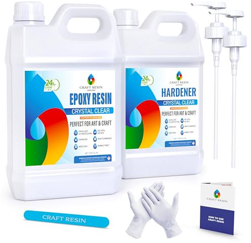 Craft Resin 8L Epoxidharz Set - Transparent Epoxid Harz, Harz Gießen & Härter für Kunstwerke Gießharz, DIY, Holz, Untersetzer & Gießformen, Lebensmittelsicheres - Hitze- & UV-Beständig