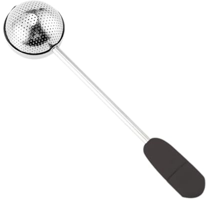 Teägg med långt handtag, kulsil av rostfritt stål, teägg med fint handtag och stor kapacitet, mångsidig metalltebryggningskula förlängd ört teägg för grönt te