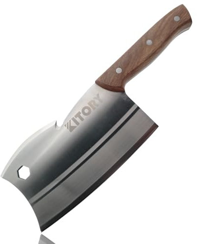 Kitory Hackmesser 18 cm Klinge, Extrem Scharf Metzgermesser, Edelstahl Hackbeil, Cleaver Knife, Knochenbeil für gefrorenes Fleisch und große Knochen - Doppelte Kanten