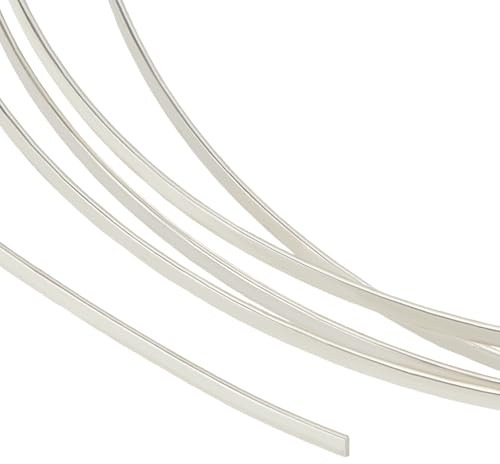 BENECREAT 0.5m/1.64 feet 999 sterling silver wire, 1.2mm/16 gauge dead soft flat bead wire, craft flat silver wire for jewelry making