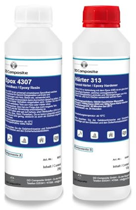 DD Composite Epoxidharz 4307 mit Härter 313 Transparent Universal-System Beschichtungen Laminierharz Deko Kunst Handwerk Reparatur Kunstharz Resin, Epoxidharz Menge:0.375kg