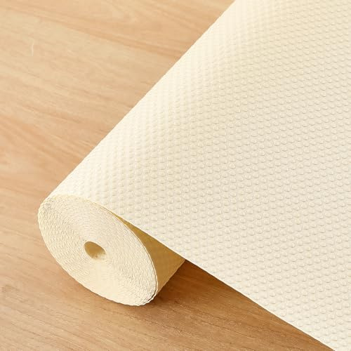 ALIUNI 100 % EVA-hyllfoder för köksskåp, 30 x 300 cm lådfoder icke-självhäftande vattentätt plastpapper, byrå skafferi badrum kylskydd, kräm