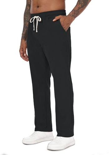 Yageshark Pantalon chino en velours côtelé pour homme - Coupe droite - Pantalon de loisirs en Corduroy avec poches et taille élastique pour le bureau, la ville et la vie quotidienne, Noir , XL