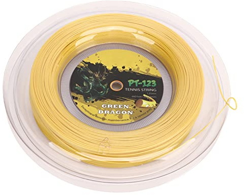 ZDETGU Corda per Racchetta da Tennis da 1,25 Mm - Corda da Tennis in Poliestere a Doppia Coste per Controllo e Miglioramento - per Racchetta per Giochi in Topspin - Accessorio da Giallo Oro 200M per