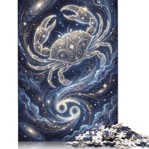 Krebs Sternzeichen Holzpuzzle 1000 Teile Erwachsene & Kinder,ab 14 J.,Wanddeko,Anti-Stress,Premium,Geduldsspiel,Herausforderung,Holz,Lernspiel,Geschenk,Knifflig (75x50cm)