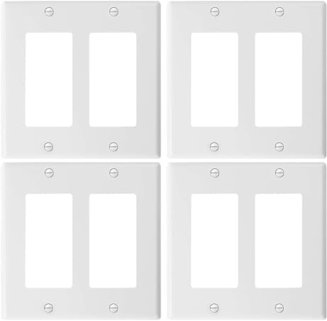 INOOMP Electrical Switch and Outlet Cover 4Pcs White Plastic Wall Plates for Socket Box Protection