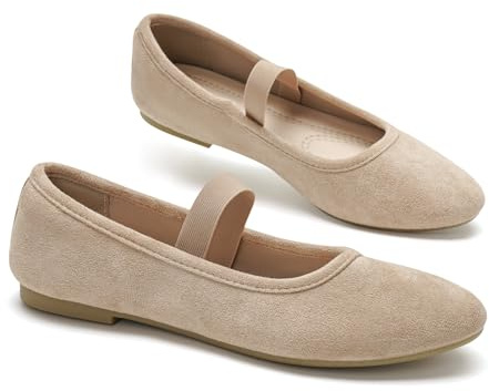 GLAMORA Merceditas Mujer Bailarinas Manoletinas Mary Jane Ante Sintético Tira Elástica Zapatos Planos Flexibles Antideslizantes Transpirables Plantilla Acolchada Suela Goma