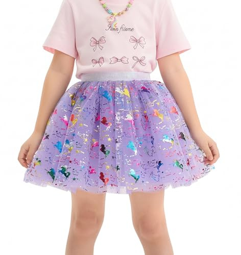 Miipat Falda Tutú de Tul para Niñas Pequeñas con Lentejuelas Brillantes Faldas de Ballet Danza Princesa 4 Capas Tutus para Niños para Fiestas de Cumpleaños