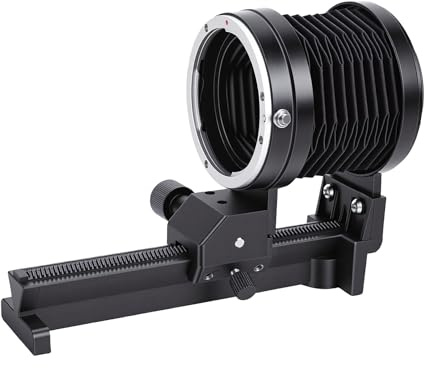 Tosuny Fuelle Macro para Cámaras, Fuelle de Extensión Ajustable con Soporte para Trípode, Riel de Enfoque Macro Tipo Acordeón para Fotografía de Primeros Planos Extremos.