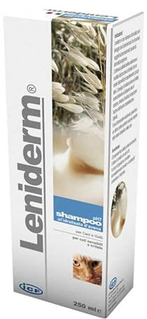 Leniderm Shampoo per Cani e Gatti, all'Idrolisato d'Avena, pH7, per Pelli Sensibili e Irritate, 250 ml
