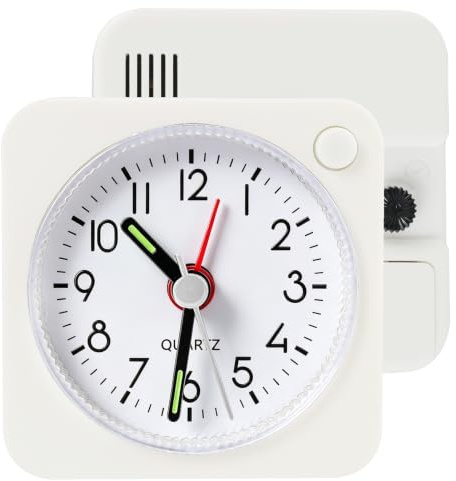 Zlokdraxy Réveil Analogique de Voyage, Classique avec Snooze & Lumière, Mini, Compact, sans tic-tac, Quartz Silencieux, Facile à Utiliser, idéal école & Voyages