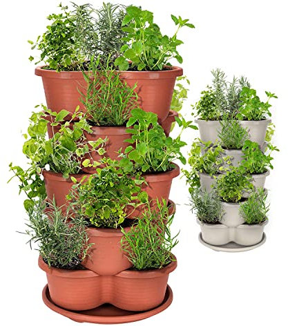 Amazing Creation Fioriera impilabile, verticale da giardino, per fragole, erbe aromatiche e coltivazione indoor/outdoor, torre da giardino a 5 livelli, per interni ed esterni