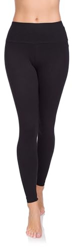SOFTSAIL Leggings 95% Coton Leggings pour Femmes Taille Haute Longueur Totale Contrôle du Ventre Legging Pantalons Extensibles Temps Libre Relaxation Marche Noir 46