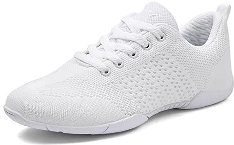 FLIOZY Cheerleaderdansskor för kvinnor, flickor, vit, cheerleading, tävling, sportskor, atletiska promenadsneakers, Vit 2,41EU