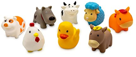 TACHAN - Borsa 8 Figure da bagno - Animali da fattoria - Giocattoli per la vasca - Materiale morbido e morbido - Facile da riporre e trasportare (CPA Toy Group 756T00810)