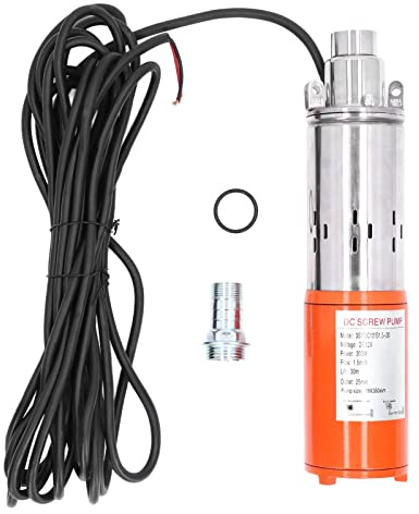 98.4ft High Lift 12/S1.5-30 Solar Well Pump, 12V 300W Solar Dränkbar Brunnspump DC, Rostfritt Stål Solar Dränkbar Pump DC Skruvpump För Jordbruksbevattning Trädgård