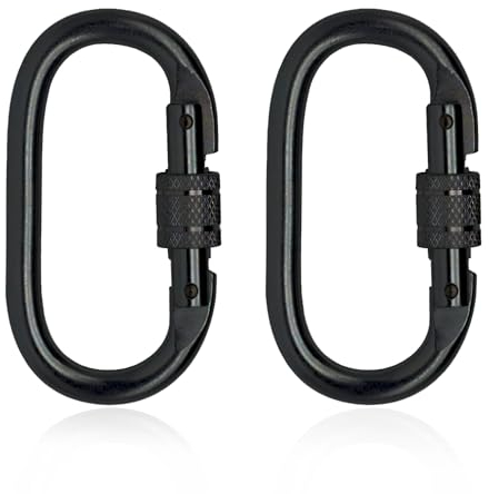 25KN Kletterkarabiner, 2 Stück Karabiner Klettern, O Form Klettern Karabiner Haken, Verriegelnder Karabinerhaken für Camping, Bergsteigen, Schwarz