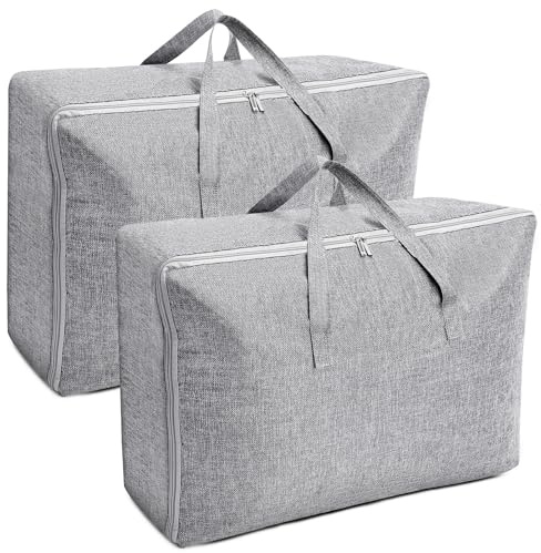 AiQInu 2 Pezzi Grandi contenitori per Vestiti 105L, Impermeabile Contenitori Sottoletto con Maniglia, Salvaspazio Pieghevole Organizzatore Armadio per Abbigliamento Coperte Piumoni