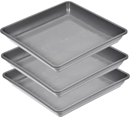 Lot de 3 soucoupes carrées en plastique pour pots de fleurs - Plateau d'égouttement pour jardin, intérieur et extérieur - 30 x 30 cm