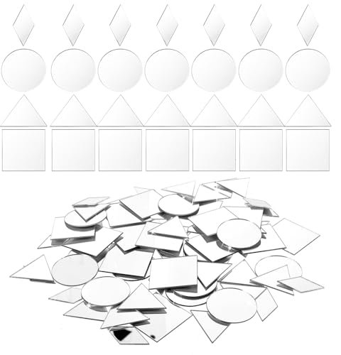 DIVINA VITAE 120Pcs Small Mirrors for Crafts 4 Shapes Mosaic Glass Pieces 1 Inch Mini Mirror Tile for DIY Crafts Home Wall Art Disco Balls Crafts