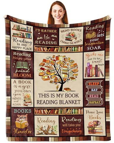 Parcae Book Lover Blanket - Reading Gift for Women/Men, Librarian, Bookish Enthusiasts - 150x130CM