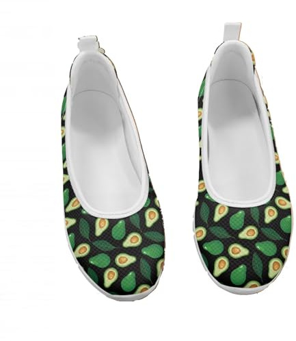 Forchrinse Green Avocado Print Women's Barefoot Ballet Flats Fashion 2025 Ballerina Flats Wide Comfort Slip on Shoes Hands Free Walking Flats