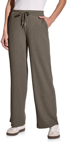 STREET ONE Damen A379034 Wide Leg Hose mit Struktur, Acron Brown, 44W x 30L