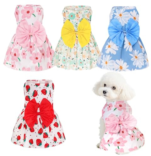 choyaxo 4pcs Cute Dog Dress Pet Dress Puppy Skirt Summer Pet Clothes for Puppy Small Cats