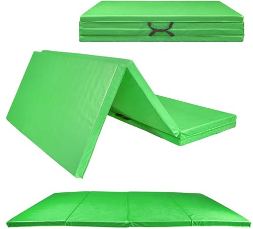 FIXKRAFT Faltbare Turnmatte 240x120 GROß Weichbodenmatte Klappbar 5 cm Dicke Gymnastikmatte Sportmatte Fitnessmatte Rutschfest Yogamatte XXL Zuhause & Reise Klappmatratze (Grün)