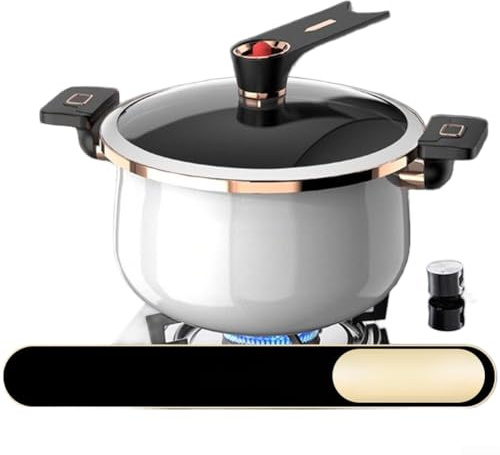 Pentola da zuppa in ghisa con finitura smaltata e coperchio in vetro, compatibile con diversi tipi di stufe, tra cui induzione e gas, grande capacità (7 l, bianco)