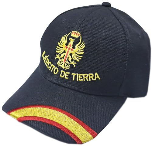 Tiendas LGP - Gorra Bordada Ejercito de Tierra con Bandera de España. Talla única, con Presilla de adaptación, Color Negro