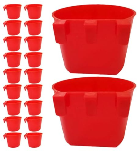 AMUSLESUR 30 Comederos Colgantes para Loros en Jaula de Plástico PP Rojo, Resistentes al Desgaste y Difíciles de Romper, Ideales para Suministros para Aves