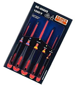 BE-9882S Cacciaviti Nr.pezzi: 5 isolato 1kVAC Punta: Pozidriv®,piatto BAHCO
