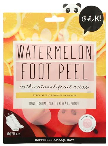 Oh K! Foot Socks, For Dry Hard Skin, Vegan and Cruelty Free (Watermelon)