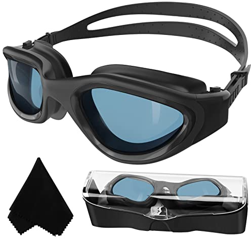 Winline Lunettes de natation à verres polarisés, Anti buée Anti UV Étanches Vision nette Réglage facile Pont souple, pour Hommes Femmes Adultes Adolescents