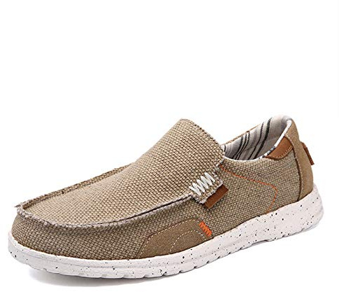 Mocassini Uomo Comfort Leggero Scarpe di Tela per Leggere Casual Scarpe da Ginnastica Piatte Antiscivolo Resistenti all'Usura per Tutti i Giorni Khaki