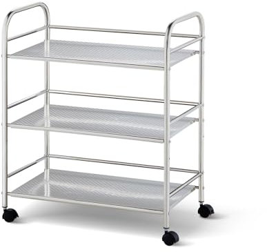 CLIPOP 3 Tier Rolling Bar Cart Stainless Steel Kitchen Island Serving Trolley with Lockable Wheels,Catering Trolley on Wheels for Restaurants Drinks Vegetable Storage Book Medical, 35 x 60 x 75 cm