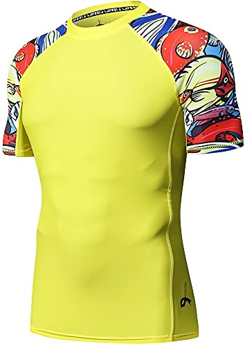 LAFROI Kortärmad UPF 50+ underställ skins kompression utslag skydd för män Pops Size XL