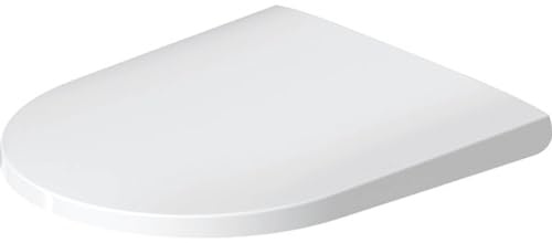 Duravit Asiento de inodoro D-Neo con liberación rápida para fácil montaje, tapa de inodoro con bisagras de acero inoxidable de alta calidad, Duroplast, color blanco