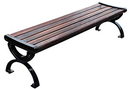 Parkeringsbänk i metall utomhus, ram av gjuten aluminium och trädgårdsbänk i rostskyddande trä, Retro verandabänk med ryggstöd Armstöd, Terrass Gräsmatta Square