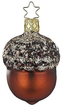 Christbaumschmuck Eichel Frucht 7cm mundgeblasenes Glas handbemalt - Glasfigur Nussfrucht Eiche zum Aufhängen Braun - ausgefallener Weihnachtsbaum Anhänger - Wald & Weihnachtsbaumschmuck