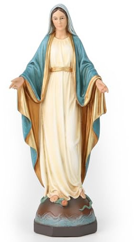 BC Catholic Our Lady of Grace Statue, Holy Mother Virgin Mary Figure, Religious Gfit of Home Decor, 7 inch H, Hand Painted by Buildclassic (Elegant)