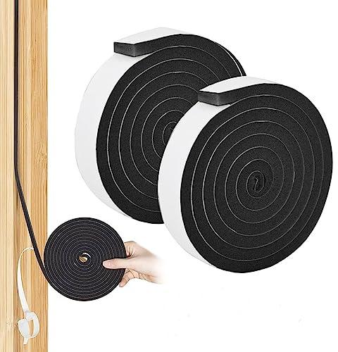 Gomma espansa autoadesiva, 4 m, guarnizione per porta, autoadesiva, in gommapiuma, 20 mm (larghezza) x 15 mm (D), per porte, finestre, resistente alle intemperie, anti-collisione, isolamento acustico