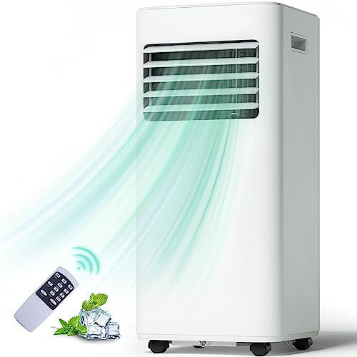 Warmiehomy Air Conditioning Unit Portable Air Conditioner 7000 BTU, Air Conditioner 4-in 1 Air Cooling Fan with 2 Speeds,Ventilation, Dehumidifying and Remote Control, Aircon for Rooms Up to 215ft