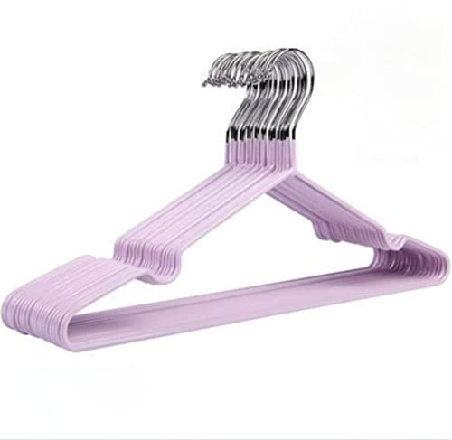 Pilipane Grucce Antiscivolo Salvaspazio, Confezione da 10 Grucce in Metallo, Grucce in Filo Metallico Rivestito in Gomma Resistente per Cappotti, Camicie, Vestiti, Grucce per Adulti Resistenti(Viola)