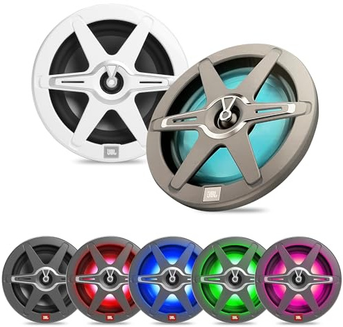 JBL Marine CLUB82 Altavoces coaxiales Marinos 2 vías 8 Pulgadas con 150 W RMS y 450 W Pico, sensibilidad 92 dB, 4 ohmios, protección IPx5, woofer Plus One y Tweeter Pei Resistente UV