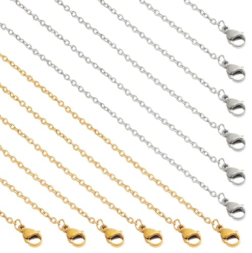 NBEADS 20 Pcs 60cm Chaîne en Acier Inoxydable, 2 Couleurs Chaîne de Collier avec Fermoir Mousqueton Chaîne de Fabrication de Bijoux pour la Fabrication de Bracelets de Collier, Or et Argent