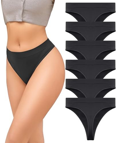 READY TO LOVE String Tanga Damen Nahtlos High Waist Unterhosen Damen Tangas Damen Unterwäsche Frauen Komfortabel Weich Seamless Slips Damen 6er Pack(XL)
