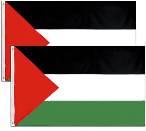 Brelet 2 Pcs Drapeau Palestine. 150 x 90 cm Drapeau Palestinien Grand, Palestine Flag, Drapeau Palestine XXL, Fanion Palestine Grande avec 2 Oeillets Métalliques pour Supporter Palestine