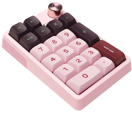 ELMWAY KZZI K20 Wireless Mechanical Number Pad Rechargeable Tri-Mode Numeric Keypad (Bluetooth/2.4G/USB-C), RGB Backlight, Aluminum Knob & Hot-Swappable – Pink Purple
